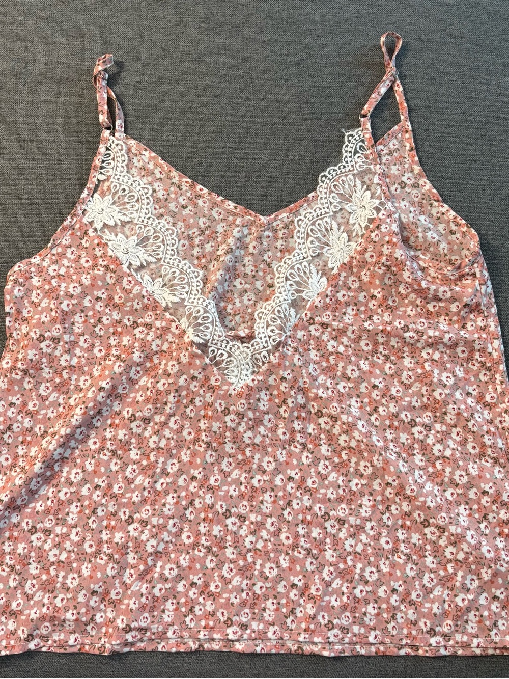 SHEIN Dusty Rose Floral Lace-Trim Cami